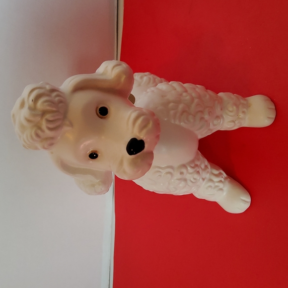 Vintage poodle ceramic 1967 white planter.